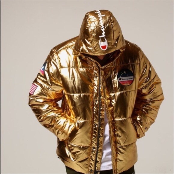 🔴SOLD🔴Champion gold NASA puffer jacket size XL - Picture 2 of 13